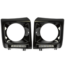 Black Headlight Bezel Pair For 1990-2018 Mercedes W463 G63 Wagon G500 w/ LED DRL