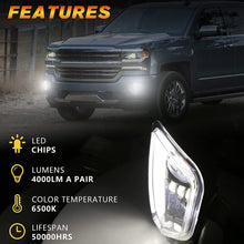LED Fog Lights with DRL for 2016 2017 2018 Chevy Silverado 1500 Bumper Fog Lamps