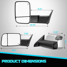 Chrome Extend Flip Up Power Heated Tow Mirror Assembly For 2009-2018 Ram 1500 2500 3500 Left&Right