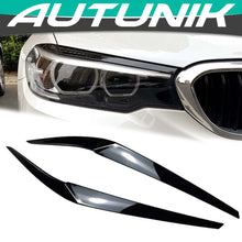 Gloss Black Headlight Eyelid Cover Eyebrow For BMW 5-Series G30 530I 540I M550I 2017-2023