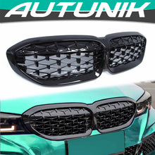Glossy Black Front Kidney Diamond Grill Grille for BMW G20 320i 330i M340i 2019-2022