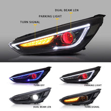 LED Projector Headlights For Ford Focus 2015-2018 w/Blue Red Demon Eyes Front Lamps