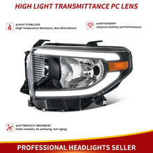 LED DRL Tube Headlights For 2014-2021 Toyota Tundra Black Housing Headlamps Set