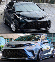 Gloss Black Chrome Delete Front Bumper Grille & Headlight Garnish Trims For 2021-2025 Toyota Sienna
