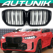 For 2024-25 BMW X5 G05 LCI Gloss Black M-Style Double Slats Front Kidney Grille