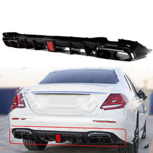 For 2017-2020 Mercedes Benz W213 E-class Red Led Bumper Diffuser + Black Exhaust Tips