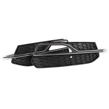 Front Lower Bumper Fog Light Cover For Audi A3 8V 2013-2016 ( Black Honeycomb + Chrome Stripe)