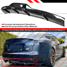 For 2021-2025 Tesla Model S V1 Style Full Carbon Fiber Rear Bumper Diffuser Valance