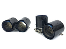 2.75" In 3.5" Out Carbon Fiber Blue Exhaust Tips 4PCS Set For Audi S4 S5 S6 S7, BMW 3/4 Series, Ford Mustang GT, Genesis G70, Kia Stinger