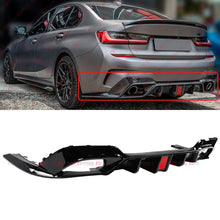 For 2019-2022 BMW G20 3-Series 3330i M-Sport CMS Style Gloss Black Rear Diffuser w/ LED Light