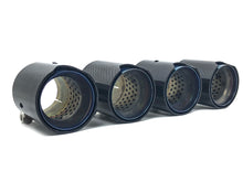2.75" In 3.5" Out Carbon Fiber Blue Exhaust Tips 4PCS Set For Audi S4 S5 S6 S7, BMW 3/4 Series, Ford Mustang GT, Genesis G70, Kia Stinger