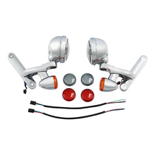 Chrome LED Spot Fog Passing Lights Lamp Turn Signals Bar Kit Fit for Harley Road King