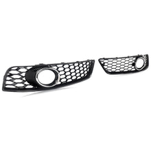 LH+RH Front Bumper Fog Light Grill Grille Cover For Audi A3 8P 2009-2012 (Black Honeycomb + Chrome Ring)