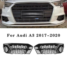 Gloss Black Fog Light Grilles Cover Pair For 2017–2020 Audi A3 8V Sedan (Non-S-Line)