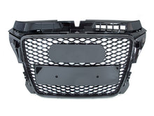 For 2009-2013 Audi A3 8P RS3 Style Front Grille (Gloss Black Frame + Honeycomb)