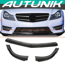 3pcs Carbon Look Front Splitter Lip For Mercedes W204 C250 C300 AMG Bumper 2012-2014