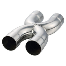 Stainless Steel Polished X-Pipe 2.5" Inlet Crossover Pipe, 2.5" Outlet, 12" Overall Length