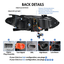 Dragon-Style LED Sequential Headlights for Honda Civic 2022-2024 DRL Assembly