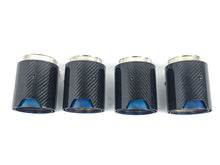 2.75" In 3.5" Out Carbon Fiber Blue Exhaust Tips 4PCS Set For Audi S4 S5 S6 S7, BMW 3/4 Series, Ford Mustang GT, Genesis G70, Kia Stinger