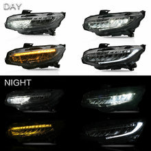 Pair LED Projector Headlights w/ Sequential Indicator For 2016-2021 Honda Civic Sedan Coupe Hatchback