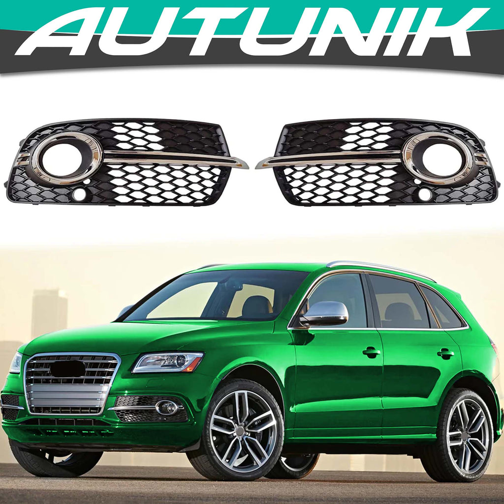 Honeycomb Fog Light Grille For Audi Q5/SQ5 2013-2017 – Black & Silver ABS