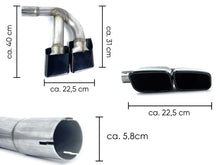 L+R Black Square Exhaust Tips for Audi Q7 3.0L Gasoline 2016–2019 | 58mm Inlet