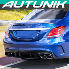 C63 Style Rear Diffuser & Black Exhaust For Mercedes W205 Sedan C250 C300 C450 C43 AMG Bumper Only