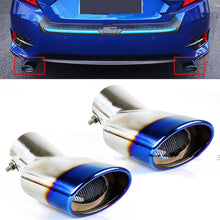 2pcs For 2016-2021 Honda Civic Stainless Blue Burnt Muffler Exhaust Tip Finisher