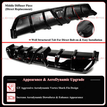 For 2016-21 Civic Sedan GT Shark Fin Style Gloss Black DIffuser Kit W/ LED Light
