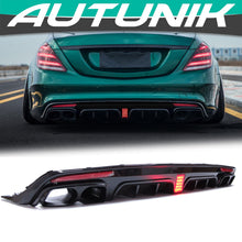 Gloss Black Rear Diffuser + Black Exhaust Tips For Mercedes W222 S500 S550 AMG 2014-2017
