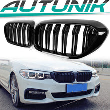 Double Slats Gloss Black Front Grille For BMW 5-Series G30 520i 530i 540i Sedan 2017-2020