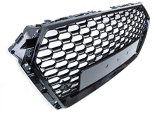 RS4 Style Badgeless Honeycomb Front Grille Gloss Black for 2017–2019 Audi A4 S4 B9