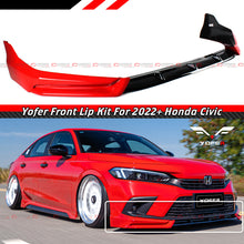 For 2022-2024 Honda Civic 11th Gen Yofer Red Black Front Bumper Lip Splitter Kit