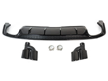 Gloss Black Rear Bumper Diffuser w/ Black Exhaust Tips For Audi A5 S-Line 2017–2019