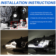 Black Headlight W/LED High Low Beam For 2013-2015 Nissan Altima 4Dr Switchback
