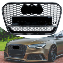 RS6 Style Gloss Black Front Mesh Grille Honeycomb Grill For Audi A6 S6 C7 2012-2015