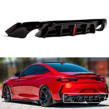 For 2017-2022 Infiniti Q60 Gloss Black Rear Bumper Diffuser w/ LED Brake Light