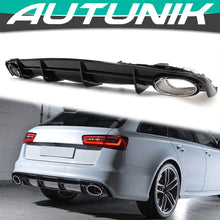 RS6 Style Gloss Black Rear Diffuser + Silver Exhaust Tips for Audi A6 C7.5 S-Line 2016–2018