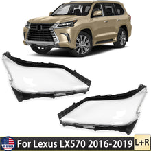 Pair Clear Headlight Lens Covers For Lexus LX570 2016-2019Left +Right Replacement