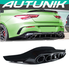Black Rear Diffuser + Exhaust Tips for Mercedes CLA C118 CLA35 CLA45 CLA250 CLA200 AMG Pack 2021-2023 di115