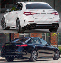 For 2022-2025 Mercedes W205 C200 C300 C43 AMG Sedan Gloss Black Rear Diffuser w/ Exhaust Tips C43 Style