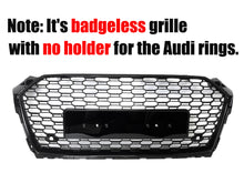 Gloss Black Badgeless Honeycomb Front Black Grille for Audi A5 S5 2017 2018 2019
