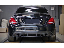 Gloss Black Rear Diffuser + Black Exhaust Tips For Mercedes W205 C250 C300 C450 C43 AMG Sedan 2015-2021