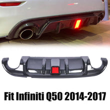 Carbon Fiber Look Rear Diffuser w/ LED Brake Light for Infiniti Q50 2014 2015 2016 2017