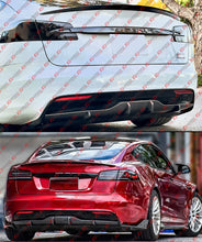 For 2021-2025 Tesla Model S V1 Style Full Carbon Fiber Rear Bumper Diffuser Valance
