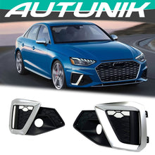 L+R Front Bumper Fog Light Cover Grille for Audi A4 B9 Sline S4 2020-2024