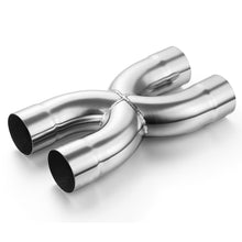 Stainless Steel Polished X-Pipe 2.5" Inlet Crossover Pipe, 2.5" Outlet, 12" Overall Length