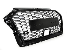 RS3 Style Badgeless Front Grille Gloss Black for 2017–2020 Audi A3 8V with ACC Cutout