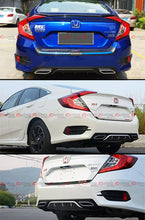 For 2016-2021 Honda Civic Sedan Shark Fin Rear Bumper Diffuser W/ Decorative Exhaust Tip