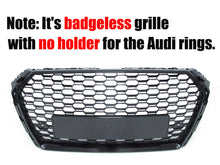 RS4 Style Badgeless Honeycomb Front Grille Gloss Black for 2017–2019 Audi A4 S4 B9